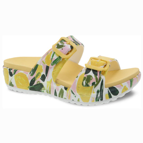 Women's Kandi Lemons Yellow Slip On Sandals, arch support and adjustable straps, Style #4520470100