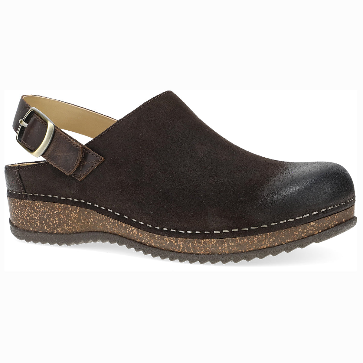 Dansko Merrin Mule for women in Chocolate with adjustable back strap. All day comfort. Merrin Women's Mule with Adjustable backstrap in Chocolate cushioned arch support, breathable linings, and flexible comfort. Style #9605455300