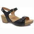 Dansko Tircia Women's Sandals in Black , features 3 adjustable straps, memory foam cushioning, and a sleek wedge. Style #1709501600