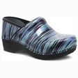 Dansko XP 2.0 Women's Teal Striped Patent Leather Clog, Work safety shoe, durable leather upper, all day comfort. Style #3950190202
