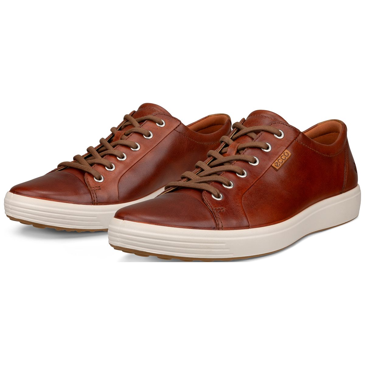 Ecco Soft 7 Men's Leather Sneaker in Cognac