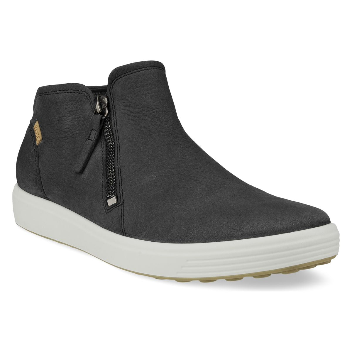 ECCO Soft 7 women’s black nubuck bootie with side zipper, low-profile cushioned outsole, and modern ankle-high silhouette for sleek everyday wear.
Style #43024331