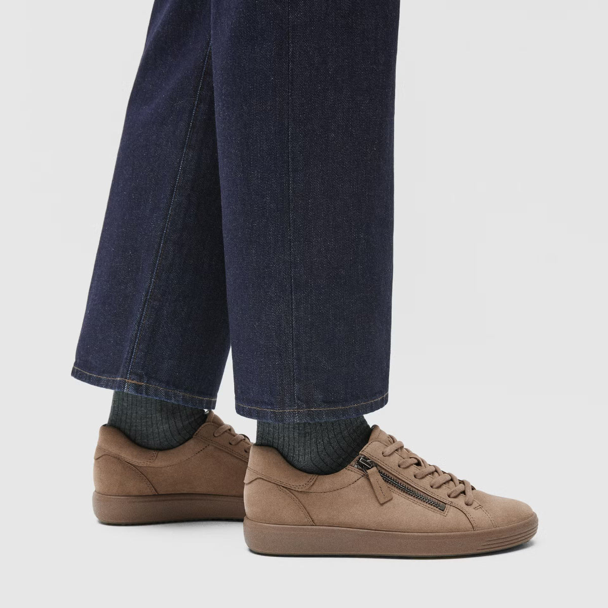 Ecco Soft 7 Women's Side-Zip Sneaker in Brown