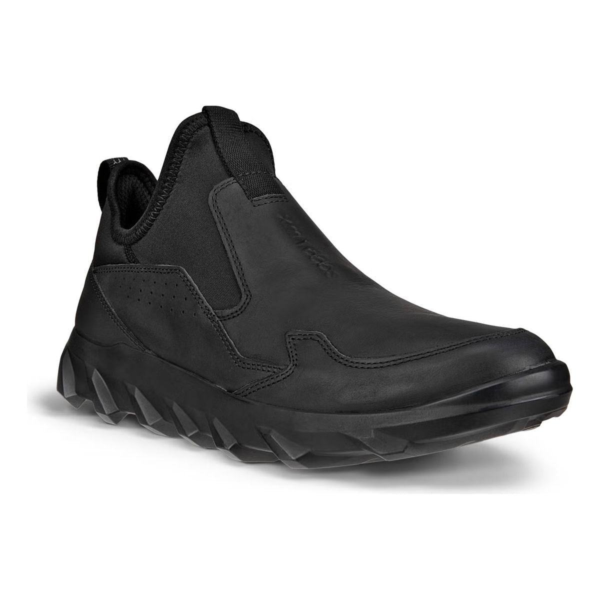 Men’s brown nubuck slip-on sneaker with stretch neoprene collar, leather side overlays, and a deep-tread motocross-style rubber outsole for grip and comfort. Style #82029421