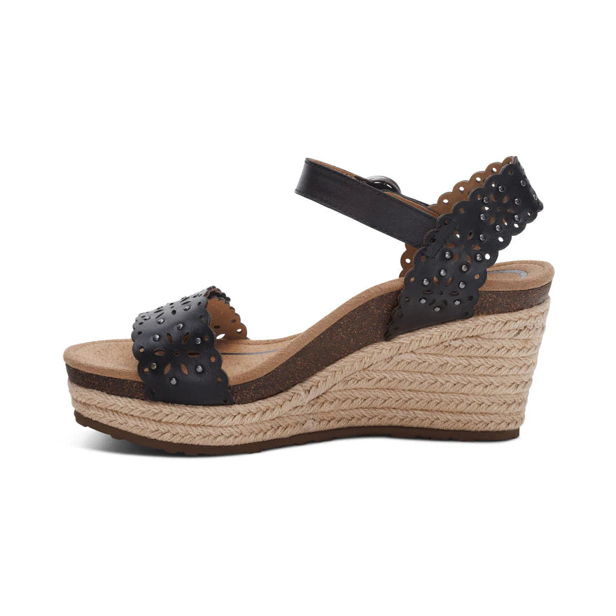 Aetrex Sydney Women's Quarter Strap Espadrille Wedge