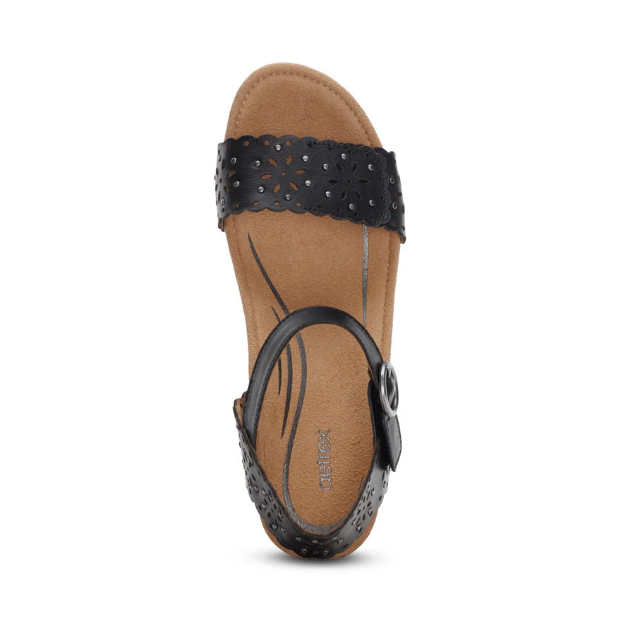 Aetrex Sydney Women's Quarter Strap Espadrille Wedge