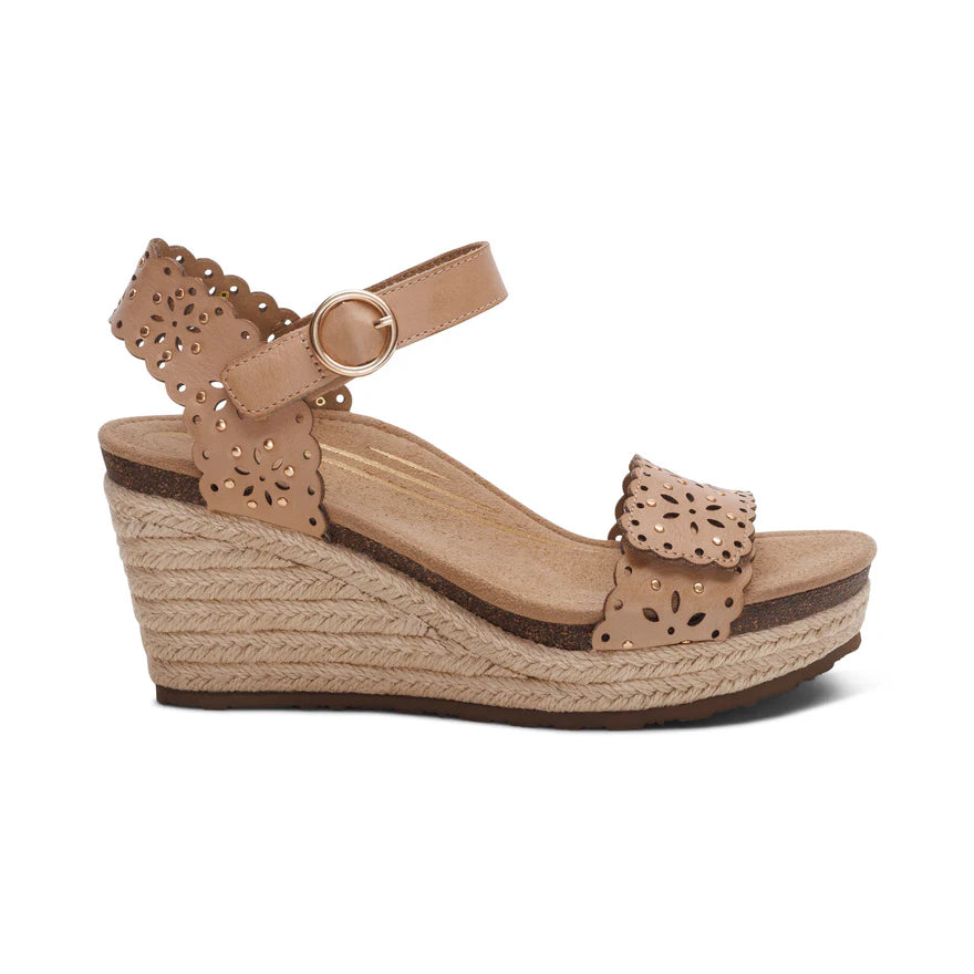 Aetrex Sydney Women's Quarter Strap Espadrille Wedge