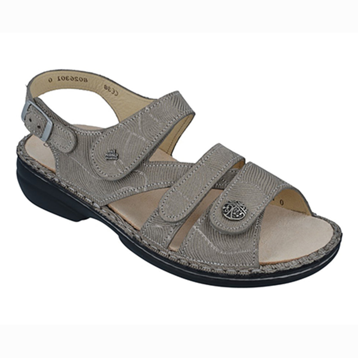 Finn Comfort Gomera Fully Adjustable Sandal with Removable insole in colour pattern Sandstorm.