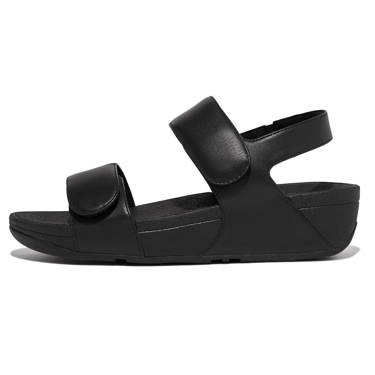 LULU Adjustable Leather Sandals in Black