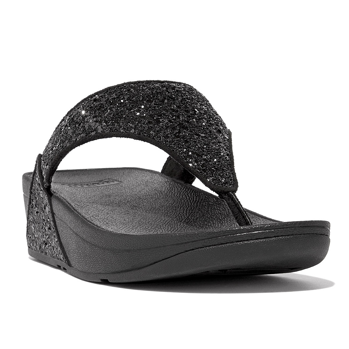 LULU Glitter Toe-Post Sandals in Black