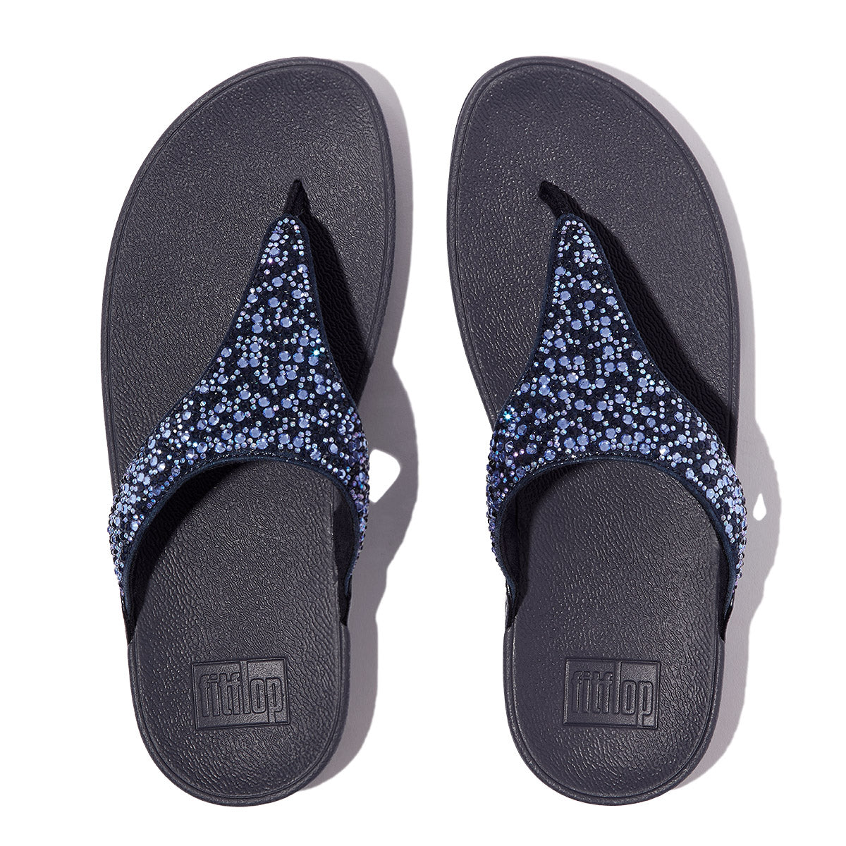LULU Glitter Toe-Post Sandals in Navy