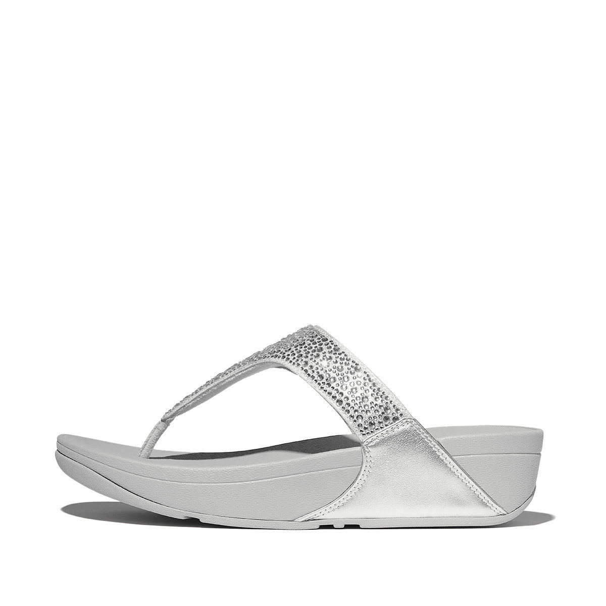 LULU Glitter Toe-Post Sandals in Silver