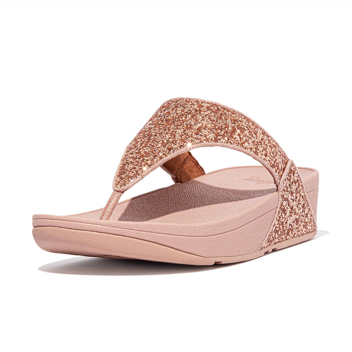 LULU Glitter Toe-Post Sandals in Rose Gold