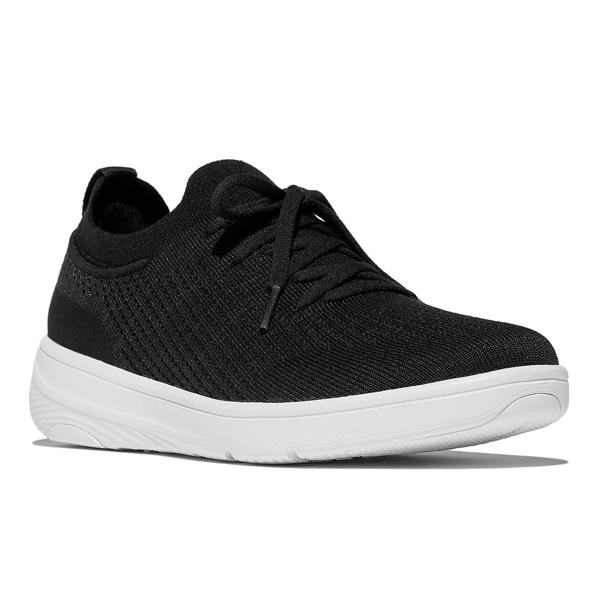 Super-Q Knit Slip-On Laced Sneakers in Black