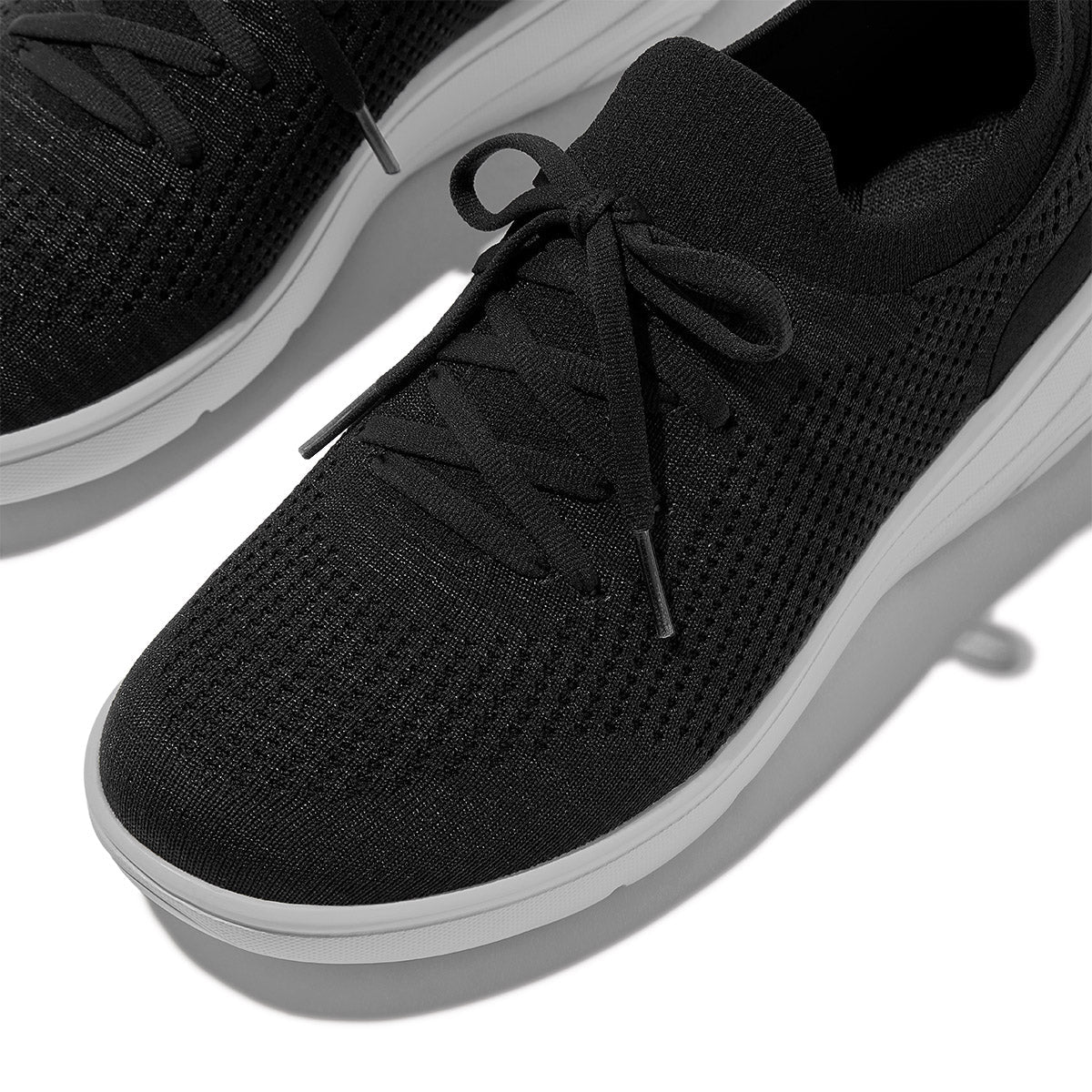 Super-Q Knit Slip-On Laced Sneakers in Black