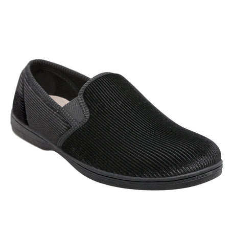 Foamtreads Regal 2 men’s slipper with soft fabric upper, adjustable hook-and-loop closure, and durable sole – available at Walking on a Cloud Canada.