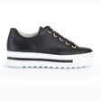 Gabor 26.496 Leather Lace Fashionable  Comfort Sneakers in Black