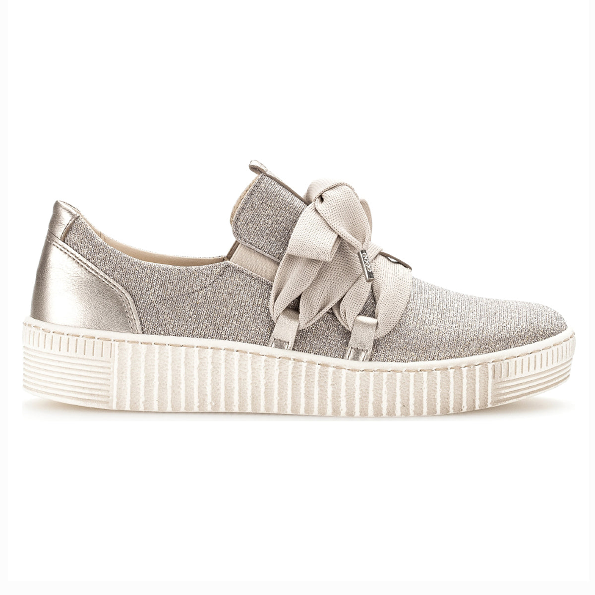 Gabor 333.64 Women's Glitter Slip-On Sneaker with decorative fancy lacing for women.
