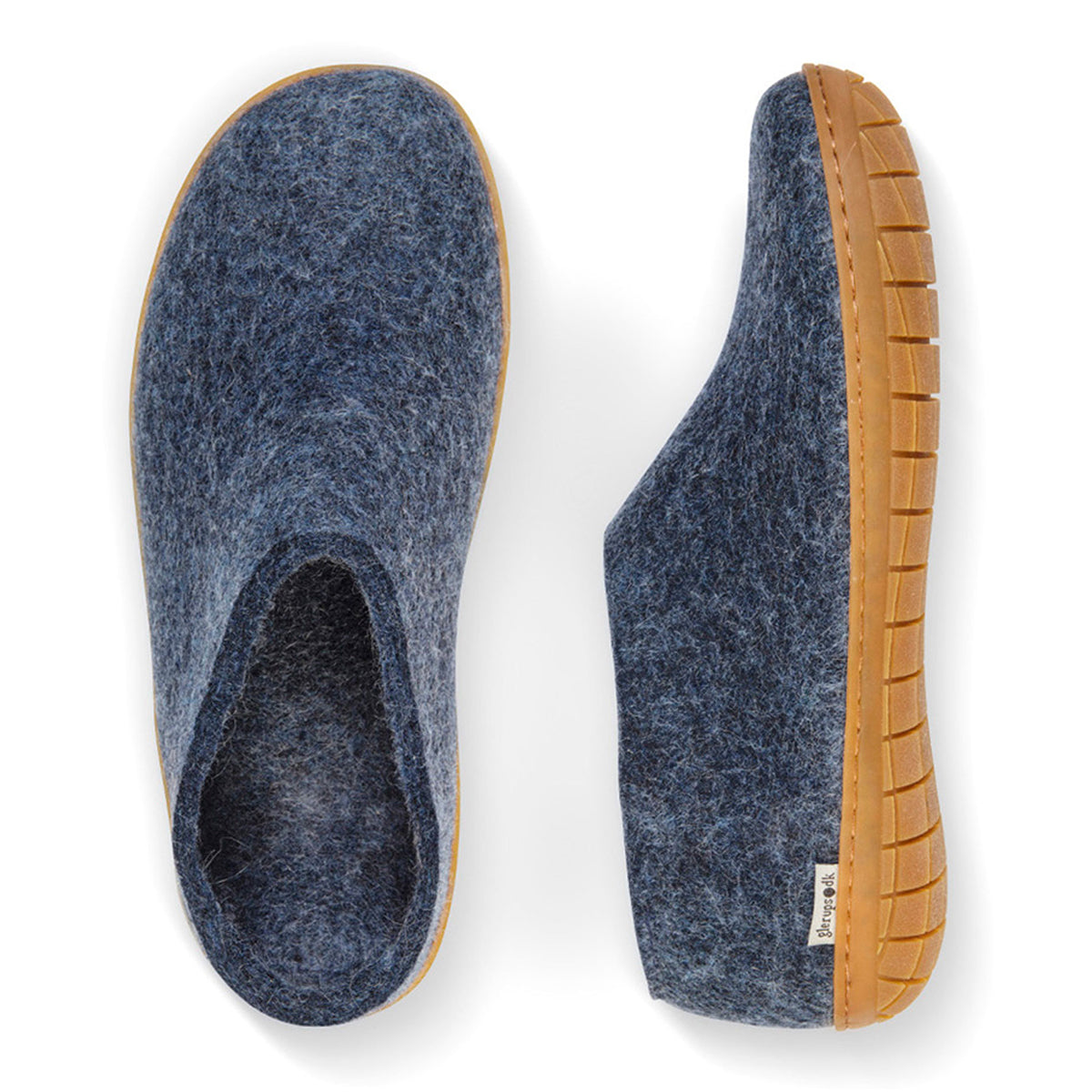 Wool Slipper Shoe Rubber in Denim
