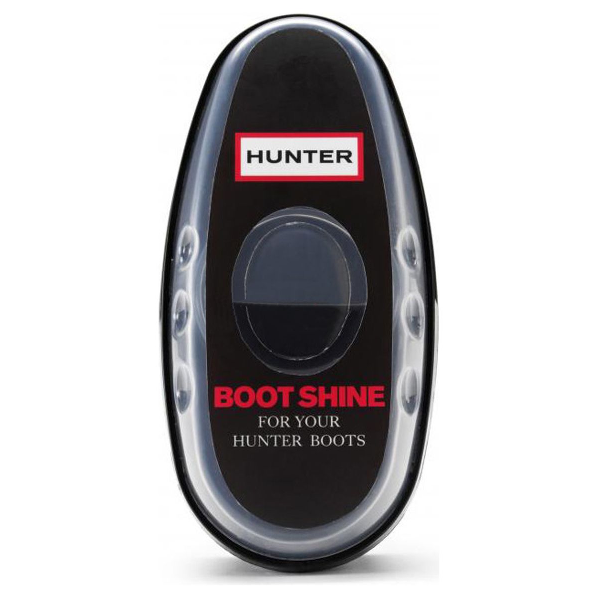 Oval-shaped Hunter Boot Shine Sponge with a black base and clear cover, UZC3011
