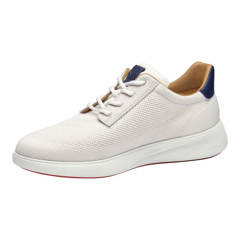 Johnston & Murphy Men's Ackerson Knit Plain Toe Lace-Up Sneaker in White