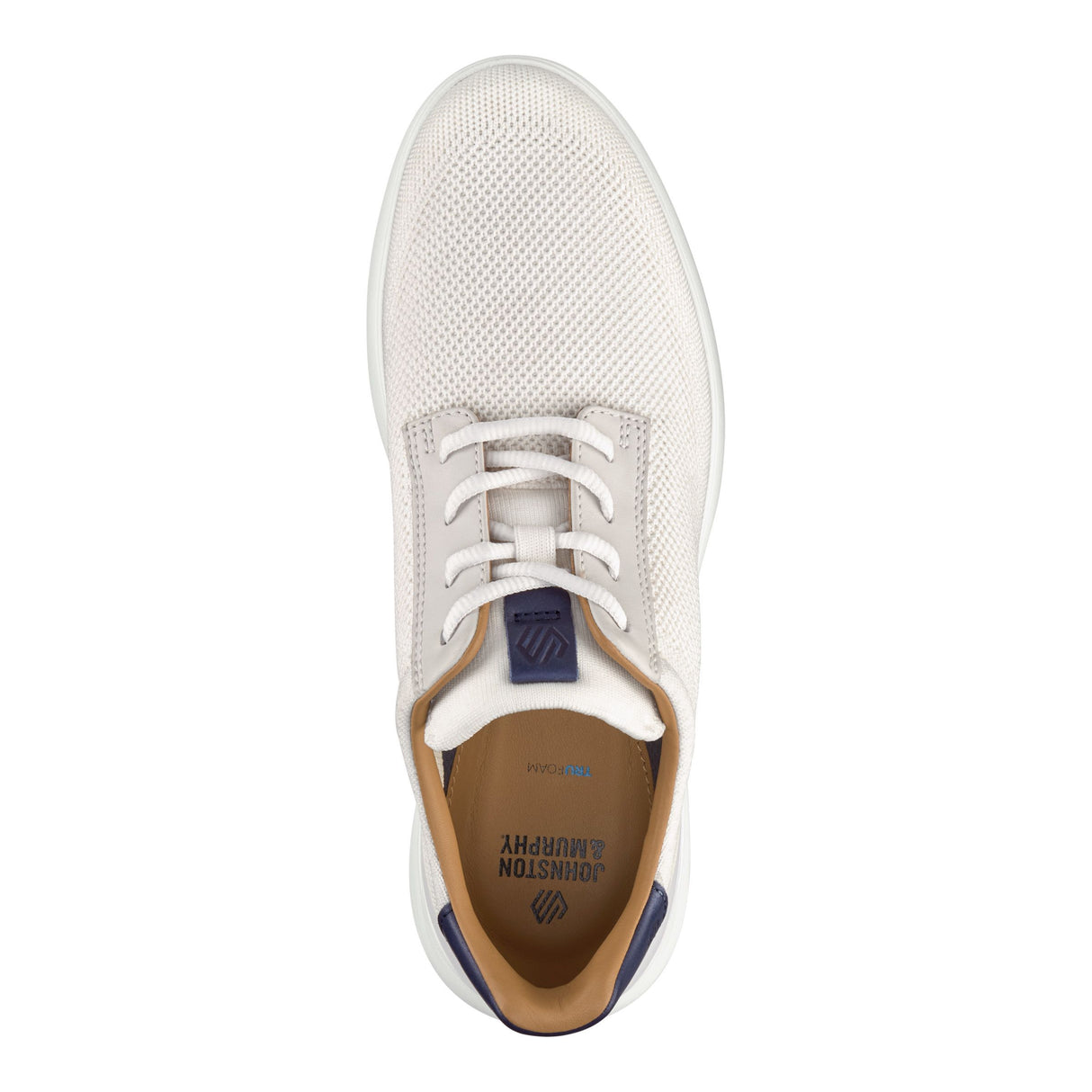 Johnston & Murphy Men's Ackerson Knit Plain Toe Lace-Up Sneaker in White