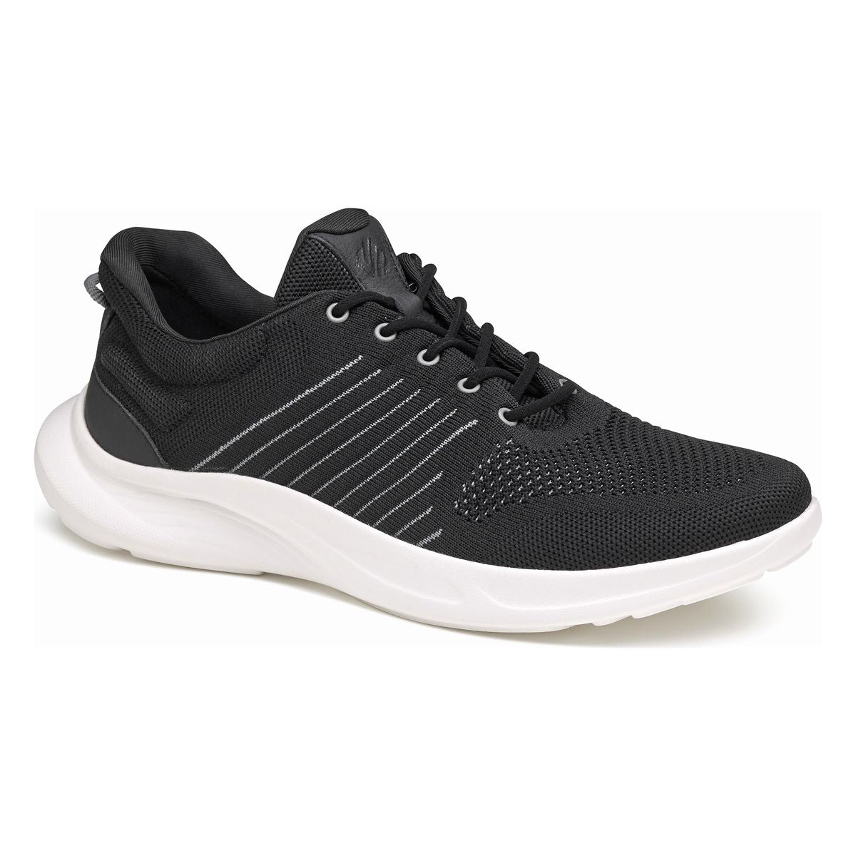Johnston & Murphy Escape Knit Lace-Up Men's Sneaker in Black. Johnson & Murphy Escape Knit Black, Escape Knit lace-up sneaker, sport knit sneaker men, memory foam knit sneaker Canada, lightweight black sneaker, comfortable sneaker, all day wear. Style #25-9405