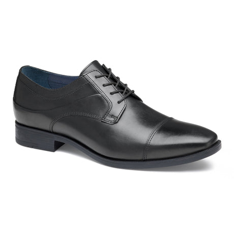 Johnston & Murphy Mens dress shoe - Gibbons Cap Toe in Black. Premium leather, work shoes, leather, all day comfort, sleek. Style #15-8666.