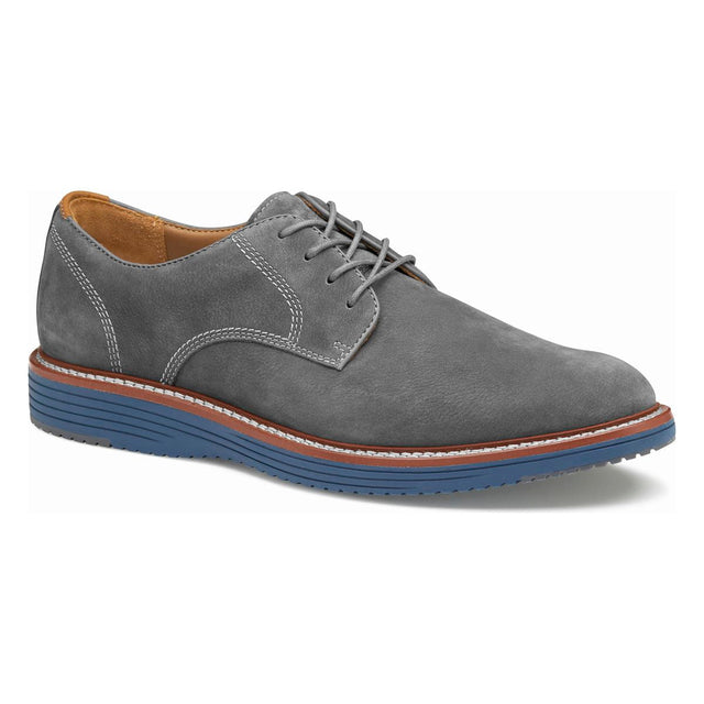 Johnston & Murphy Upton Plain Toe Men's Casual Shoe in Gray -Johnston & Murphy Upton Gray, men’s gray leather casual shoes Canada, TRUFOAM comfort shoes, Upton Plain Toe Johnston & Murphy, comfortable shoe, walking shoe, all-day wear. Style #20-4337