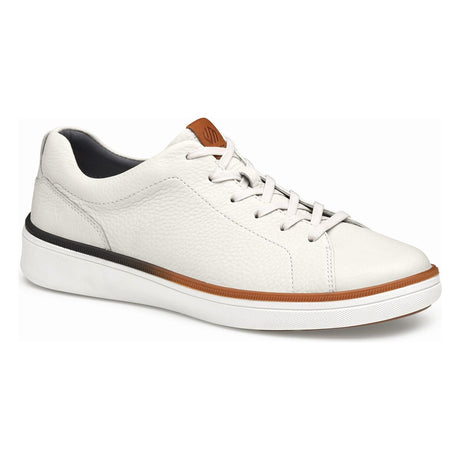 Johnston & Murphy XC4 Foust Lace-To-Toe Men's Dress Casual Shoe in White - Johnston & Murphy XC4 Foust White, men’s white leather lace-up sneakers, XC4 water-resistant casual shoes, lightweight men’s dress casual shoes Canada. Comfortable, Leather, soft, all-day wear, classic look, dressy sneaker, leather running shoe. Style 25-9278