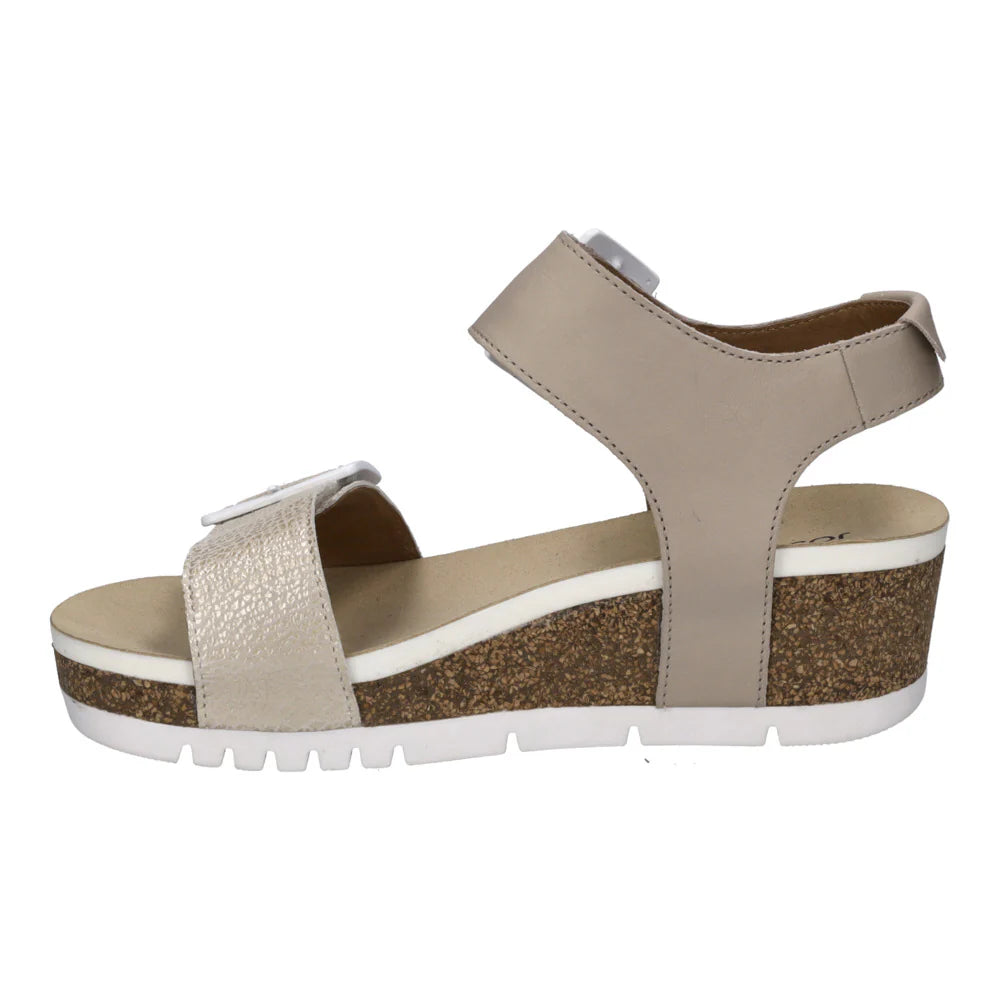 Josef Seibel Quinn 02 Women's Adjustable Wedge Sandal in Creme Kombi
