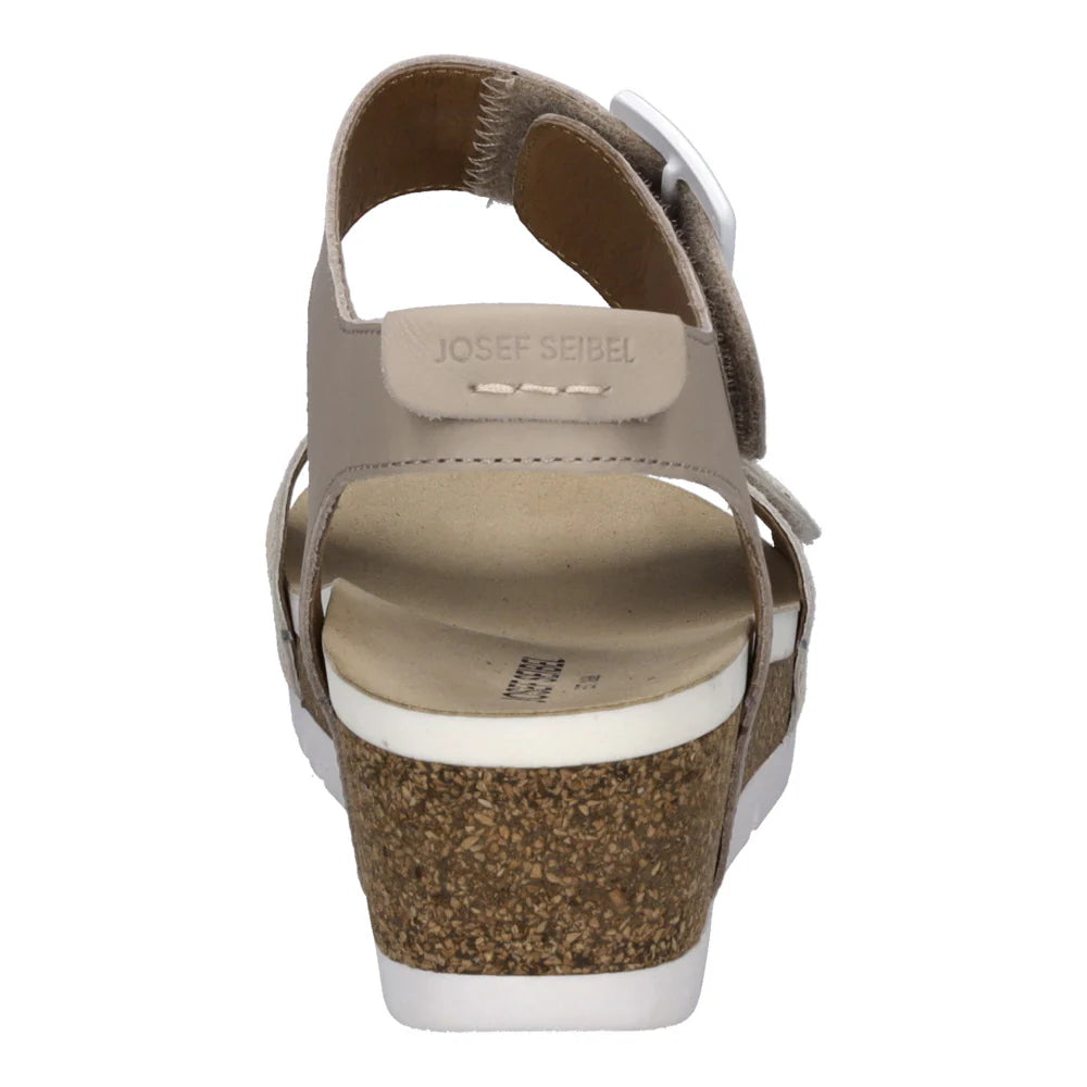 Josef Seibel Quinn 02 Women's Adjustable Wedge Sandal in Creme Kombi