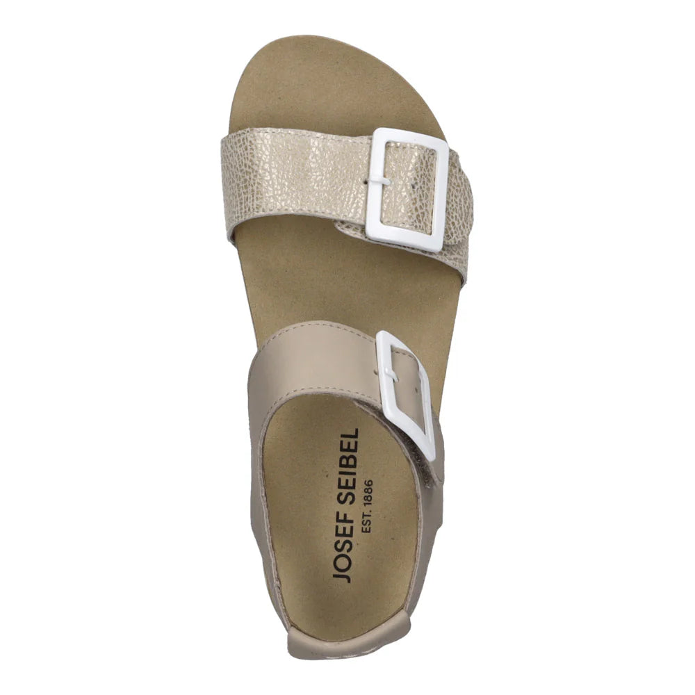 Josef Seibel Quinn 02 Women's Adjustable Wedge Sandal in Creme Kombi