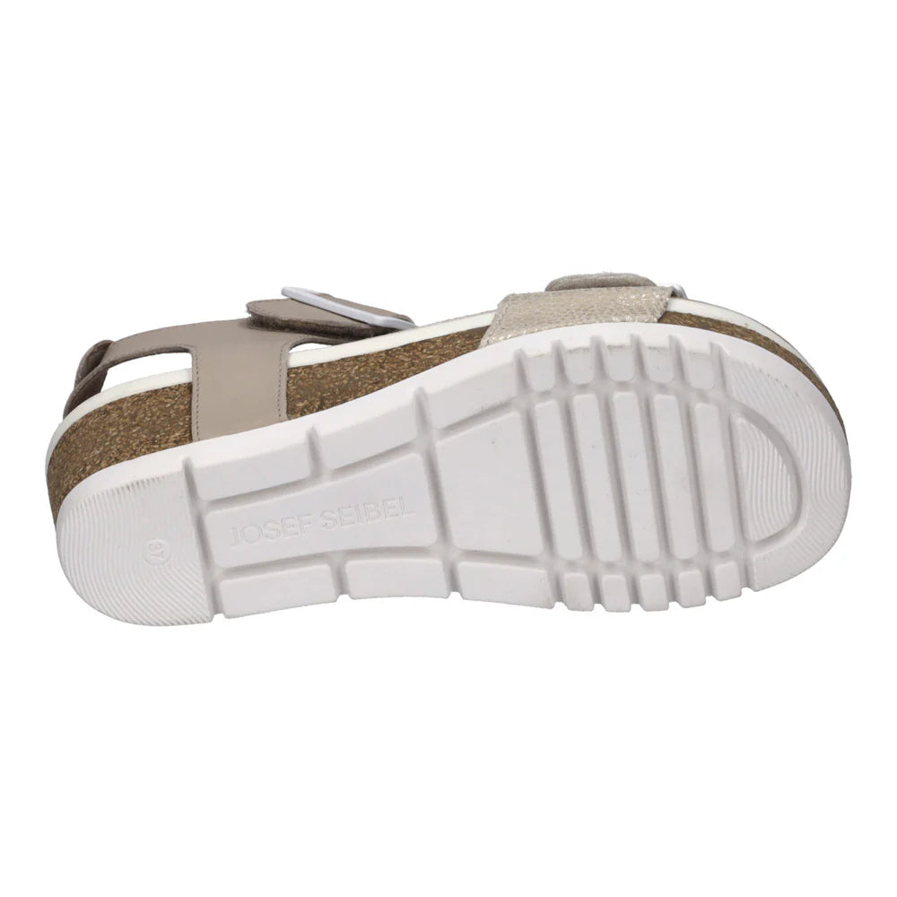 Josef Seibel Quinn 02 Women's Adjustable Wedge Sandal in Creme Kombi