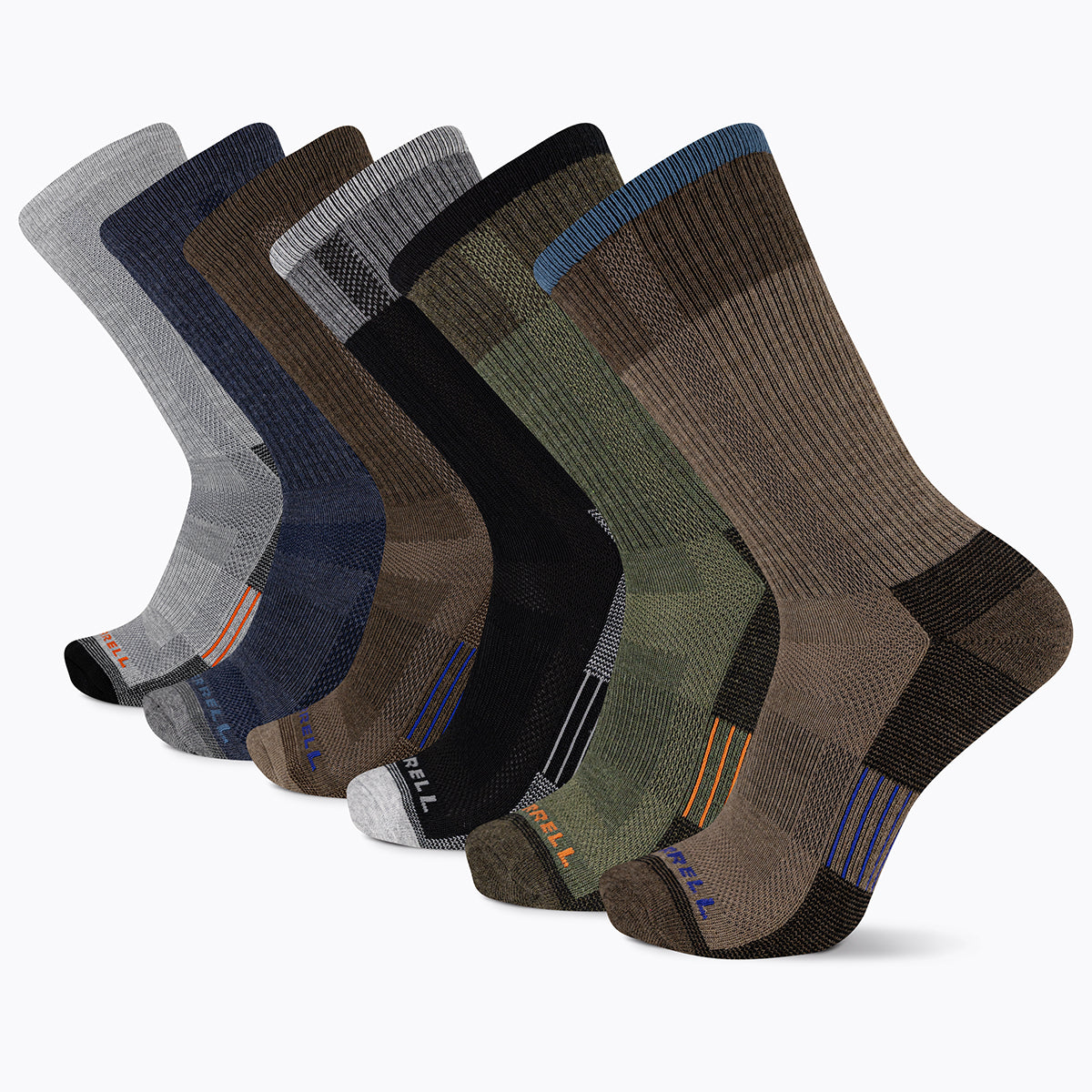 Merrell Men's 6 Pk Recycled Cushion Crew Socks