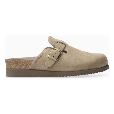 Mephisto Halina Clog in Warm Gray -  Comfortable, All-day wear, soft footbed, leather, classic look, walking shoe, easy on and off, sandal, clog, heel, Mephisto Halina clog, women’s warm gray clogs, Soft-Air technology shoes, Mephisto comfort clogs Canada, velvet leather clogs. style HALI-62860.