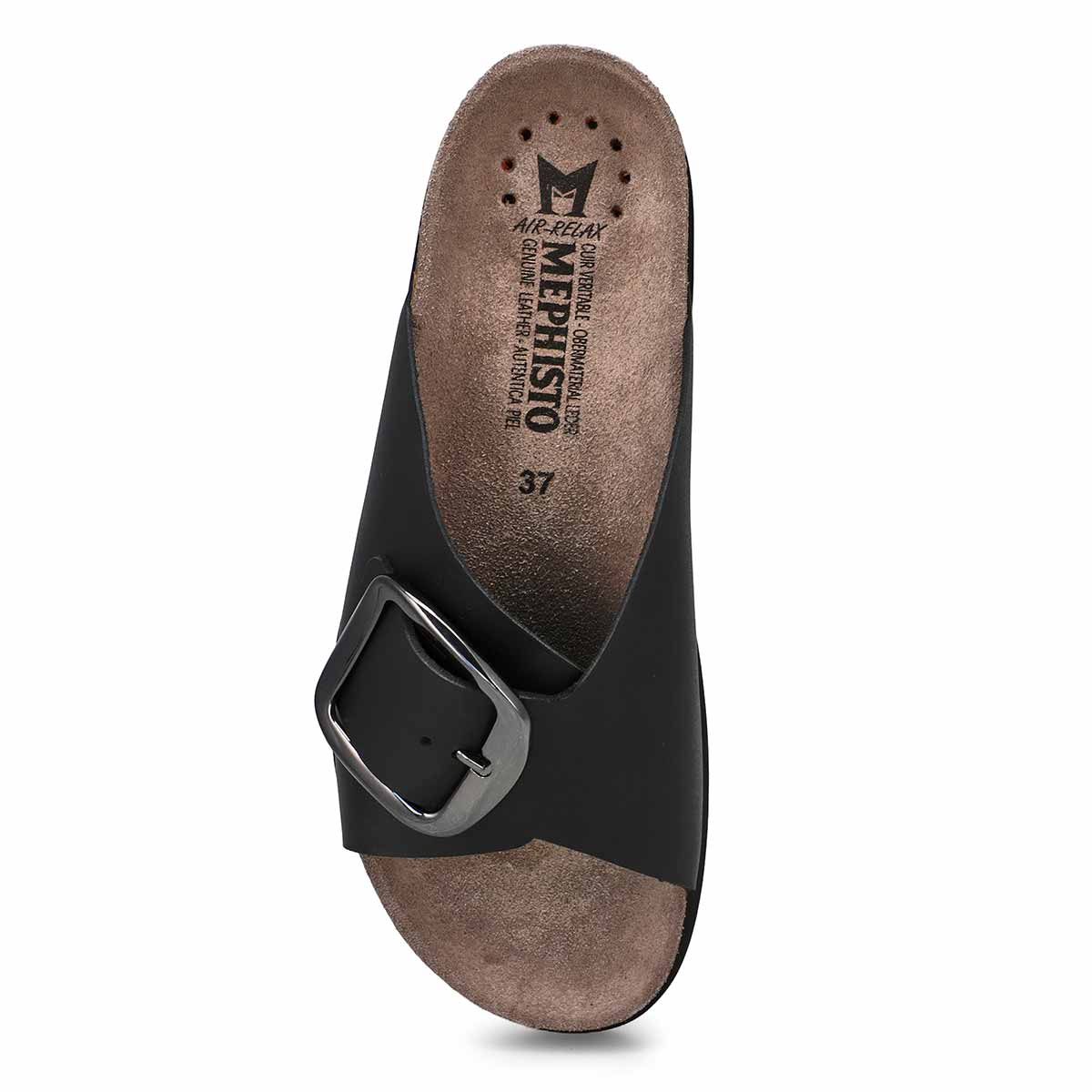 Mephisto Hariana Women's Cork Slide Buckle Sandals in Black