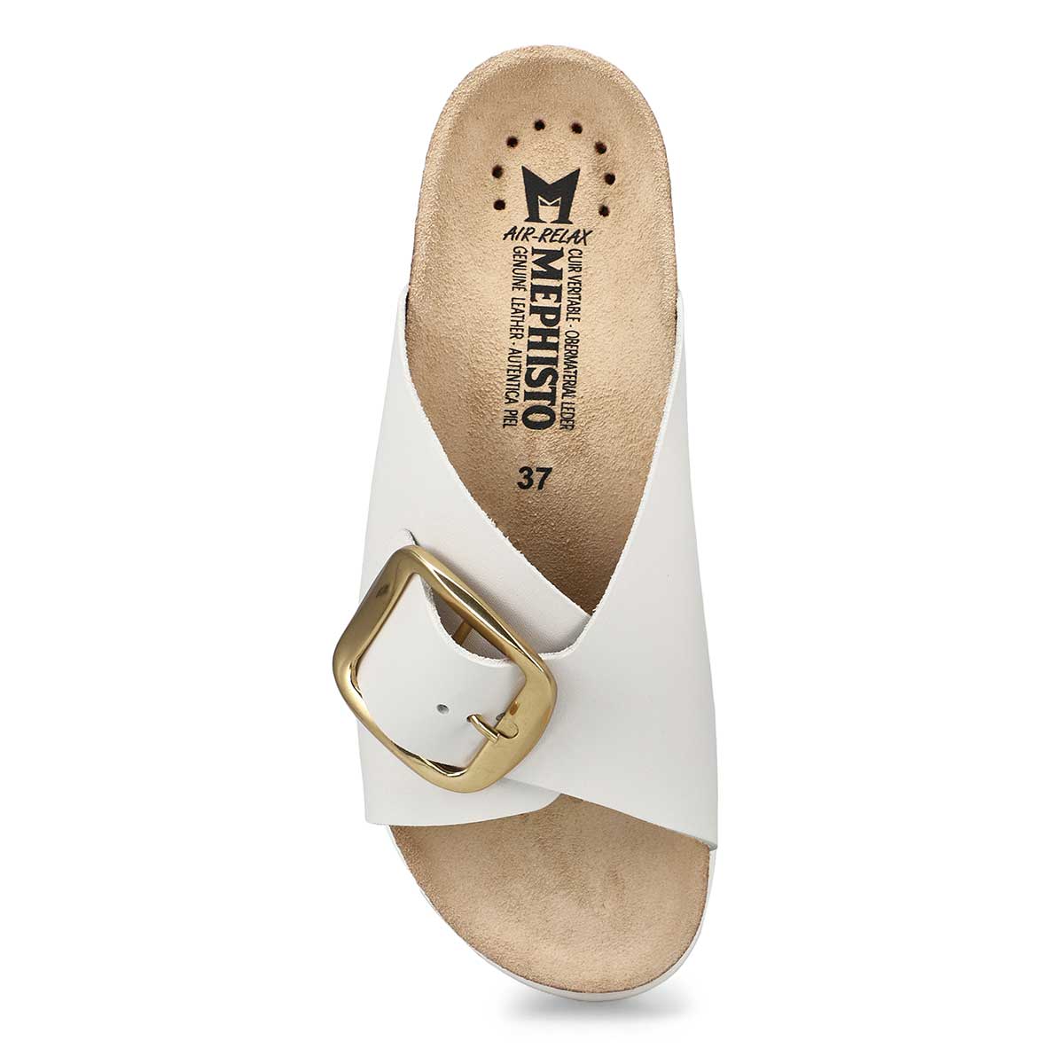 Mephisto Hariana Women's Cork Slide Buckle Sandals in White