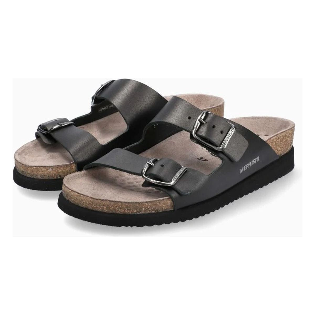 Mephisto Harmony Women's Sandals in Black Waxy Leather