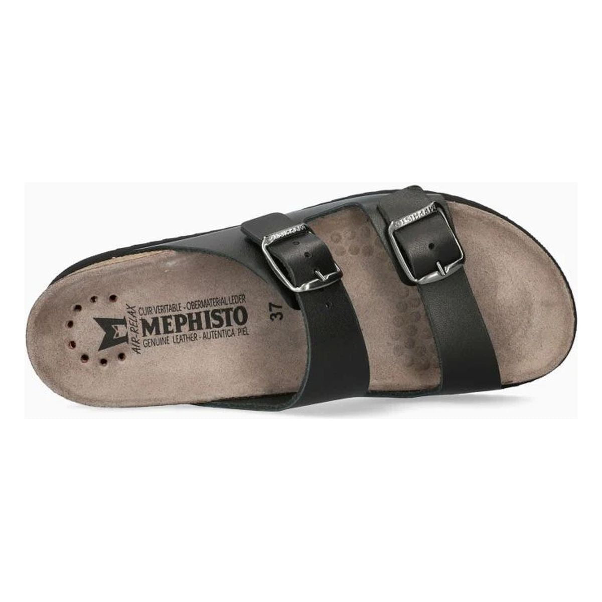 Mephisto Harmony Women's Sandals in Black Waxy Leather