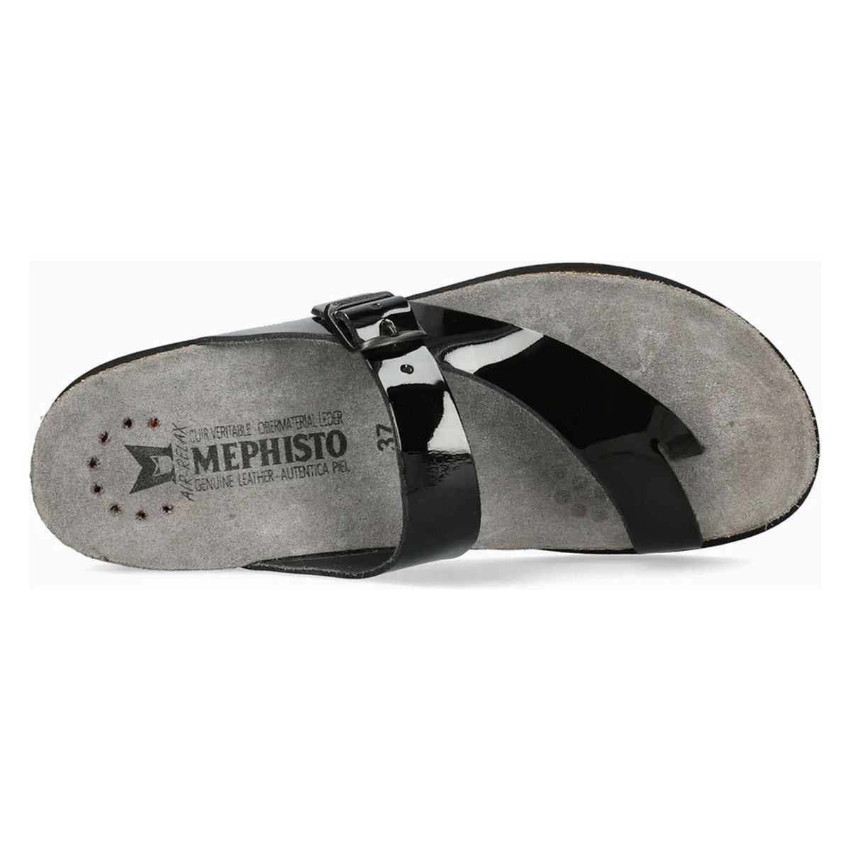 Mephisto Helen Toe Thong Sandals in Black Patent