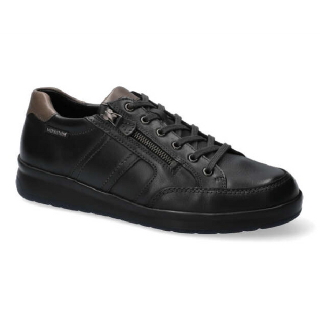 Mephisto Lisandro W. Men's Leather Sneaker in Black - Comfortable, All-day wear, soft footbed, leather, classic look, walking shoe, easy on and off, walking shoe, Mephisto Lisandro W, Mephisto 6100, men’s leather sneakers, black Mephisto sneakers, SOFT-AIR sneakers, men’s comfort shoes, zip lace sneakers. - style 6100
