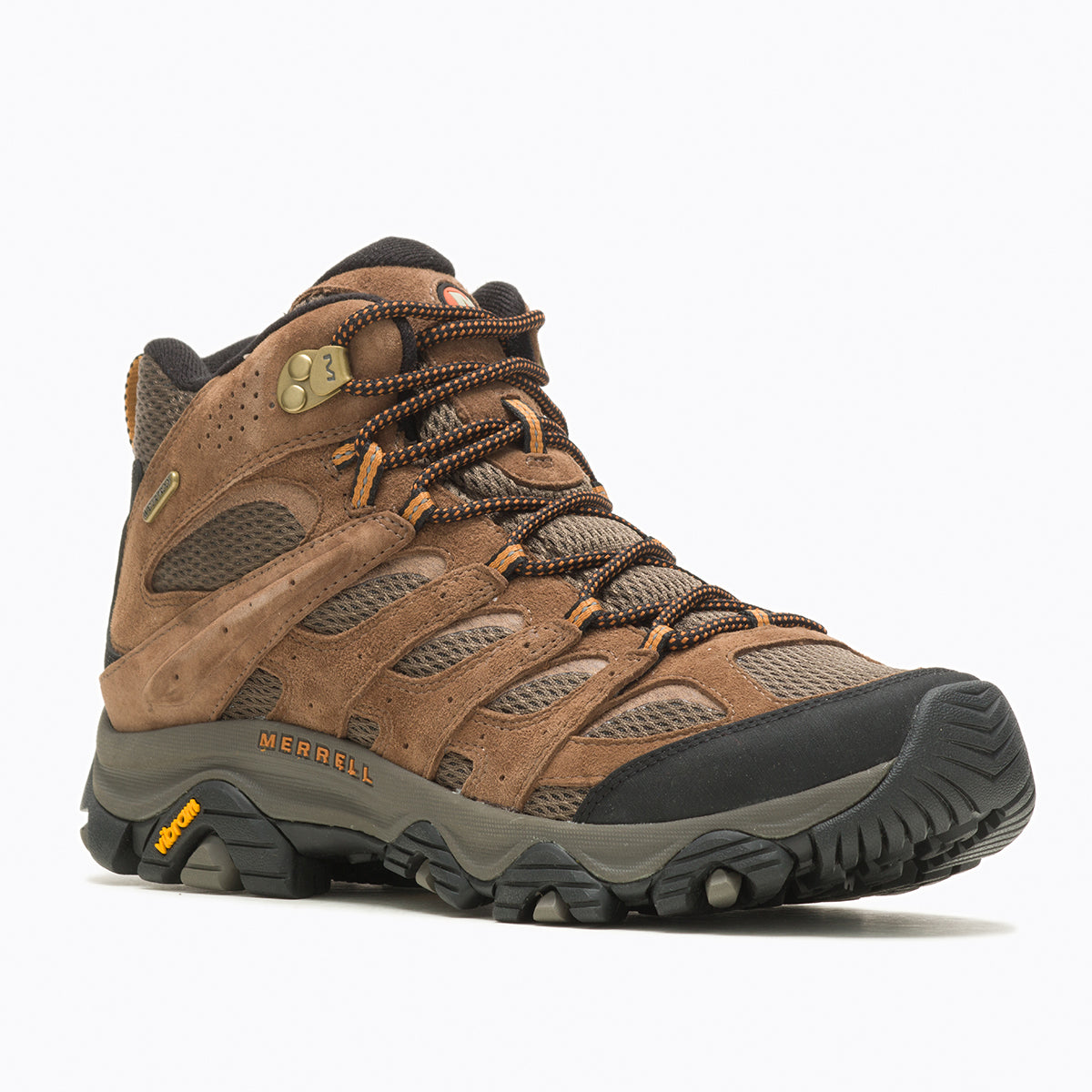 Merrell Moab 3 Mid Waterproof HIking Boot in Granite in a wide width.