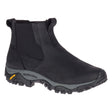 Merrell Moab Adventure 3 Men’s Waterproof Black Chelsea Boots with leather upper, double stretch gore, fleece lining, and Vibram TC5+ rubber outsole.