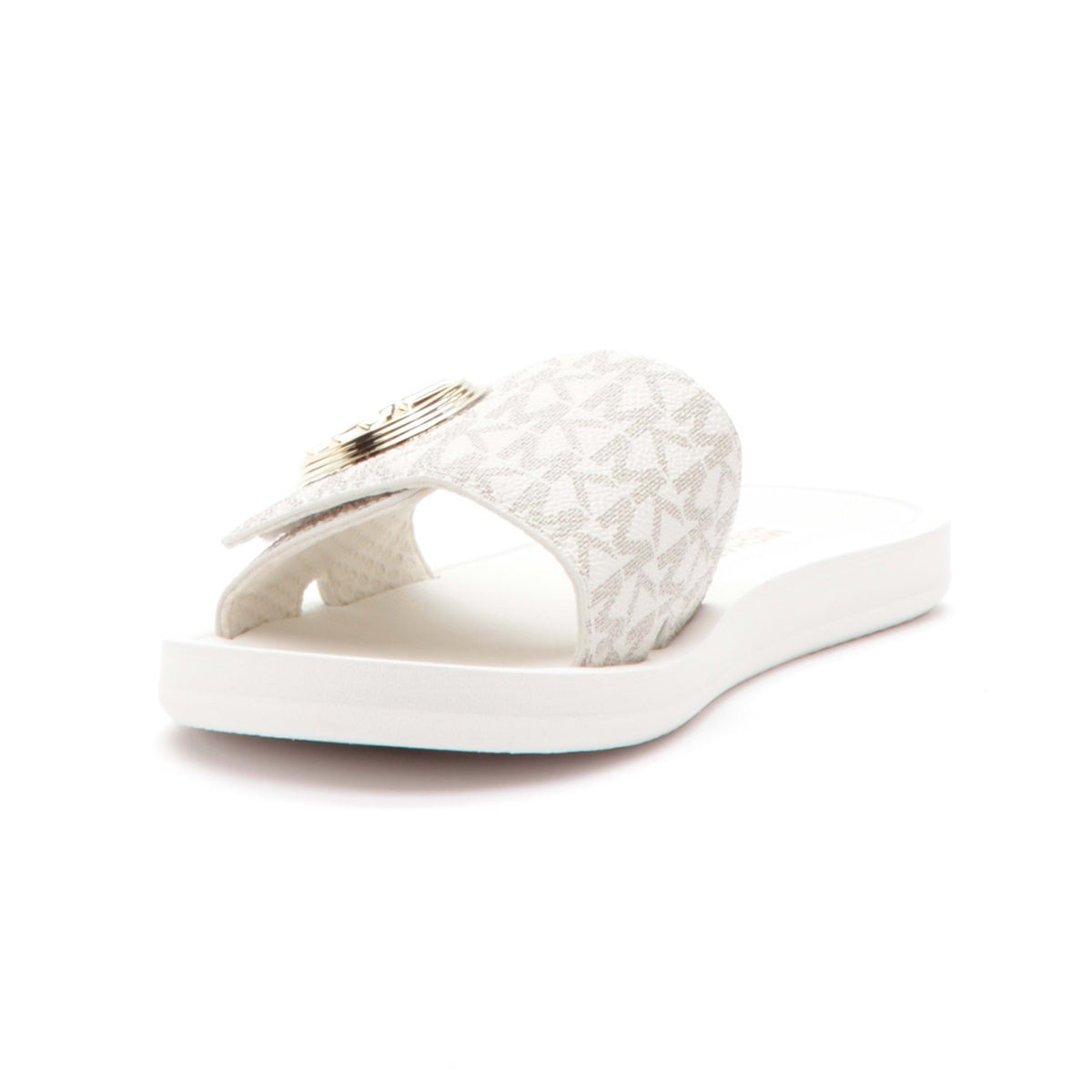 Michael Kors Charm Slide Sandal with iconic MK pattern