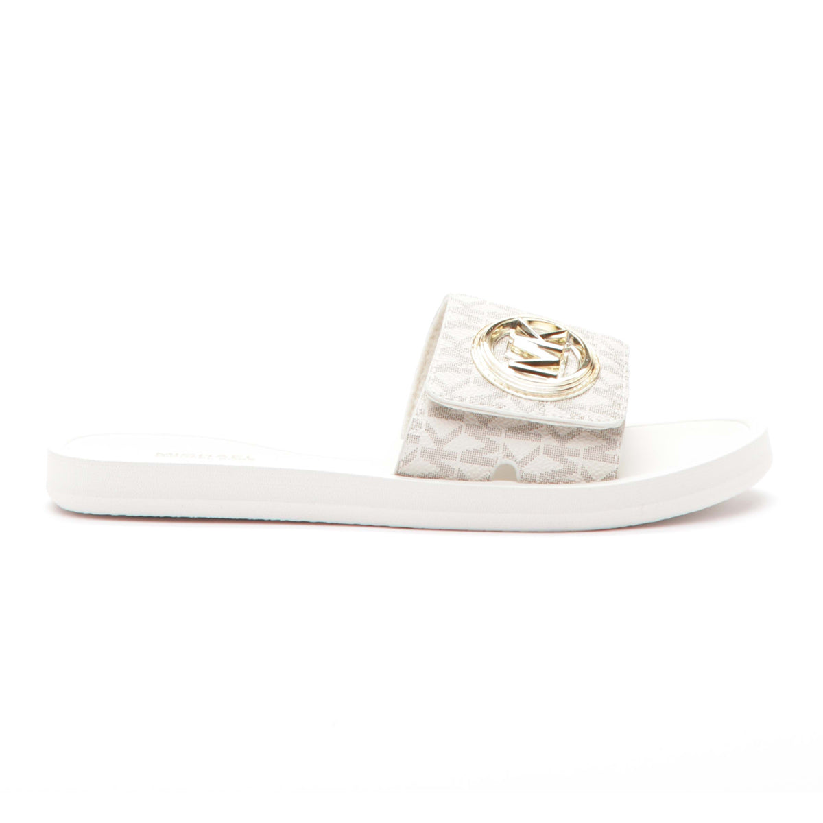 Michael Kors Charm Slide Sandal with iconic MK pattern