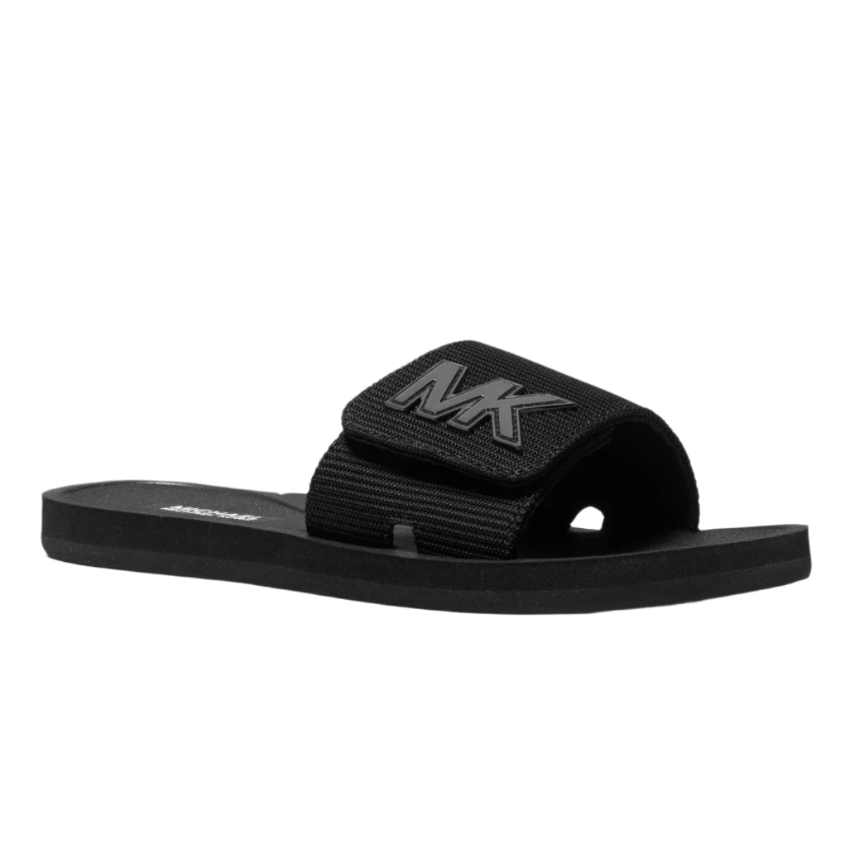 Michael Kors Women's MK Slide in Black with Velcro Strap. Style MK40S0MKFA1D0