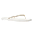 Michael Kors Jinx Toe Thong in Cream with Gold MK logo. Perfect for pool or beach.