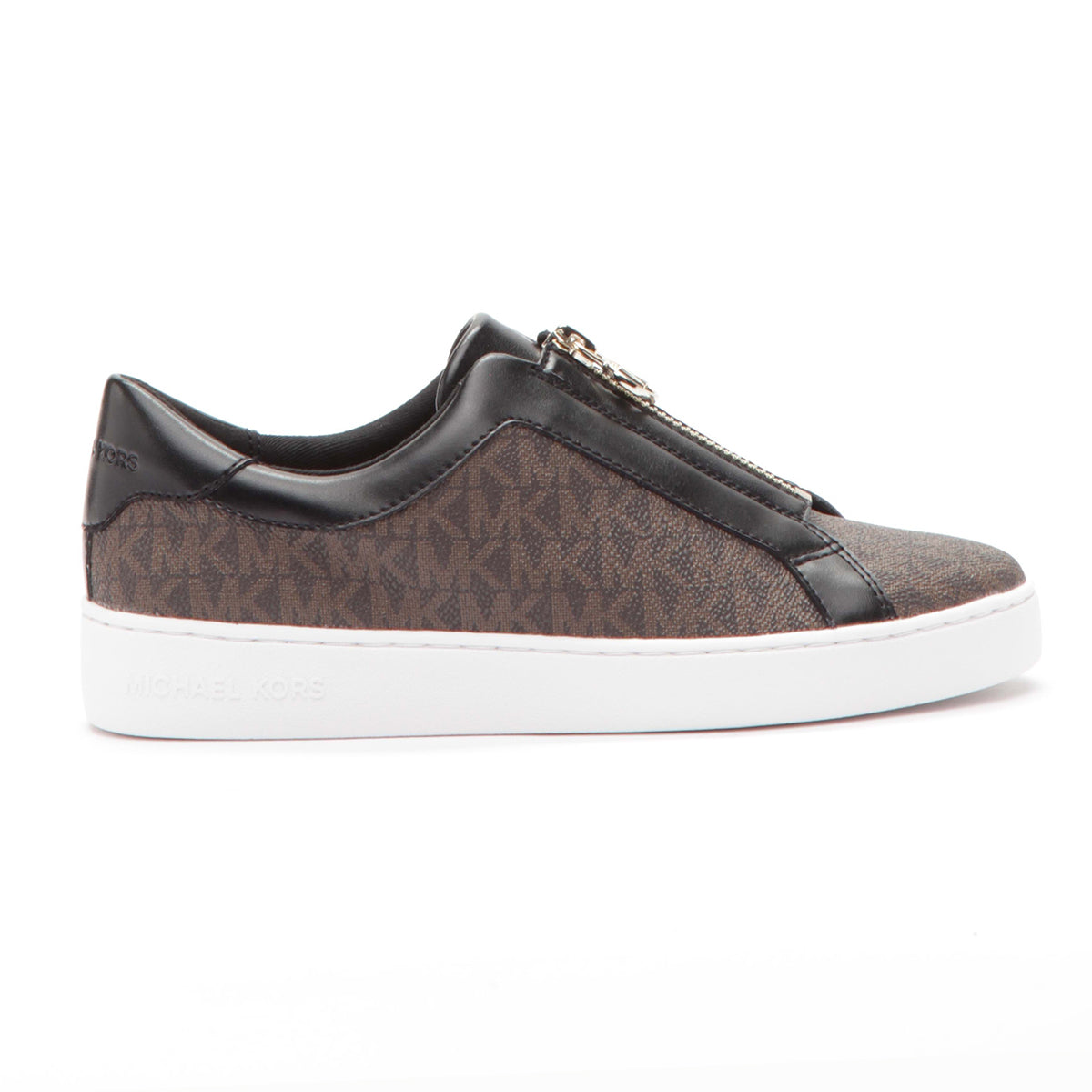 Michael Kors Keaton Zip Sneaker in Brown Luggage MK Print