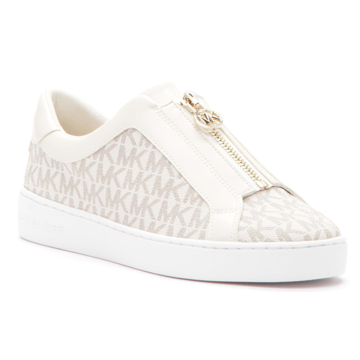 Michael Kors Keaton Zip Sneaker in Vanilla with Signature MK Print for women